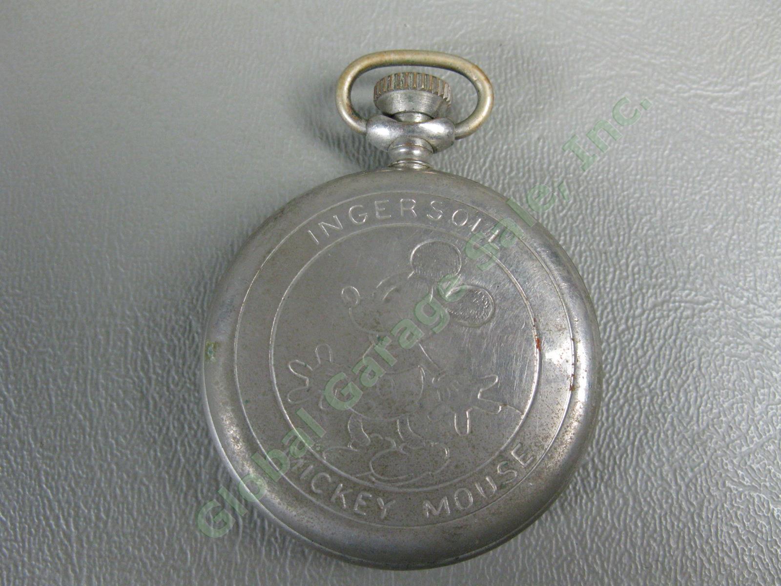 1930s 1934 Ingersoll Walt Disney Mickey Mouse Pocket Watch 7