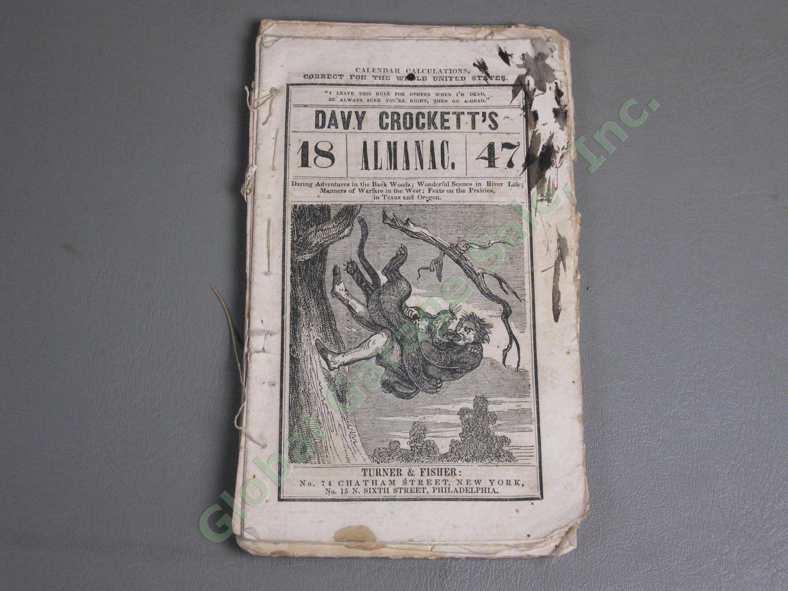 2 RARE Antique Original 1847 Davy Crockett