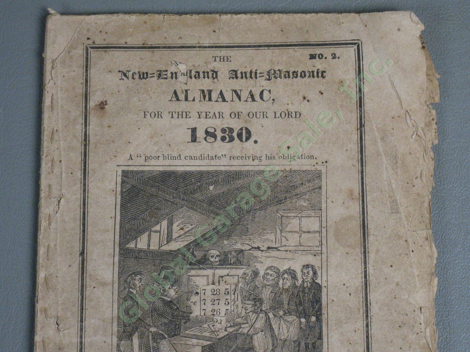 Antique 1830 New England Anti-Masonic Almanac John Marsh Free Masons Temple NR! 1