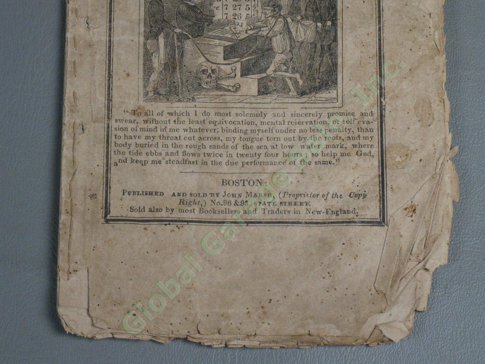 Antique 1830 New England Anti-Masonic Almanac John Marsh Free Masons Temple NR! 2