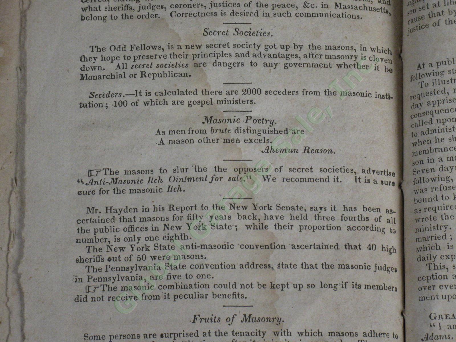 Antique 1830 New England Anti-Masonic Almanac John Marsh Free Masons Temple NR! 16