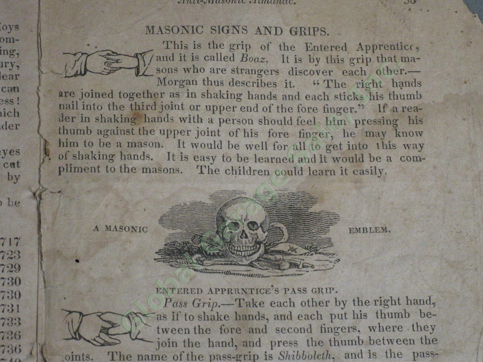 Antique 1830 New England Anti-Masonic Almanac John Marsh Free Masons Temple NR! 21