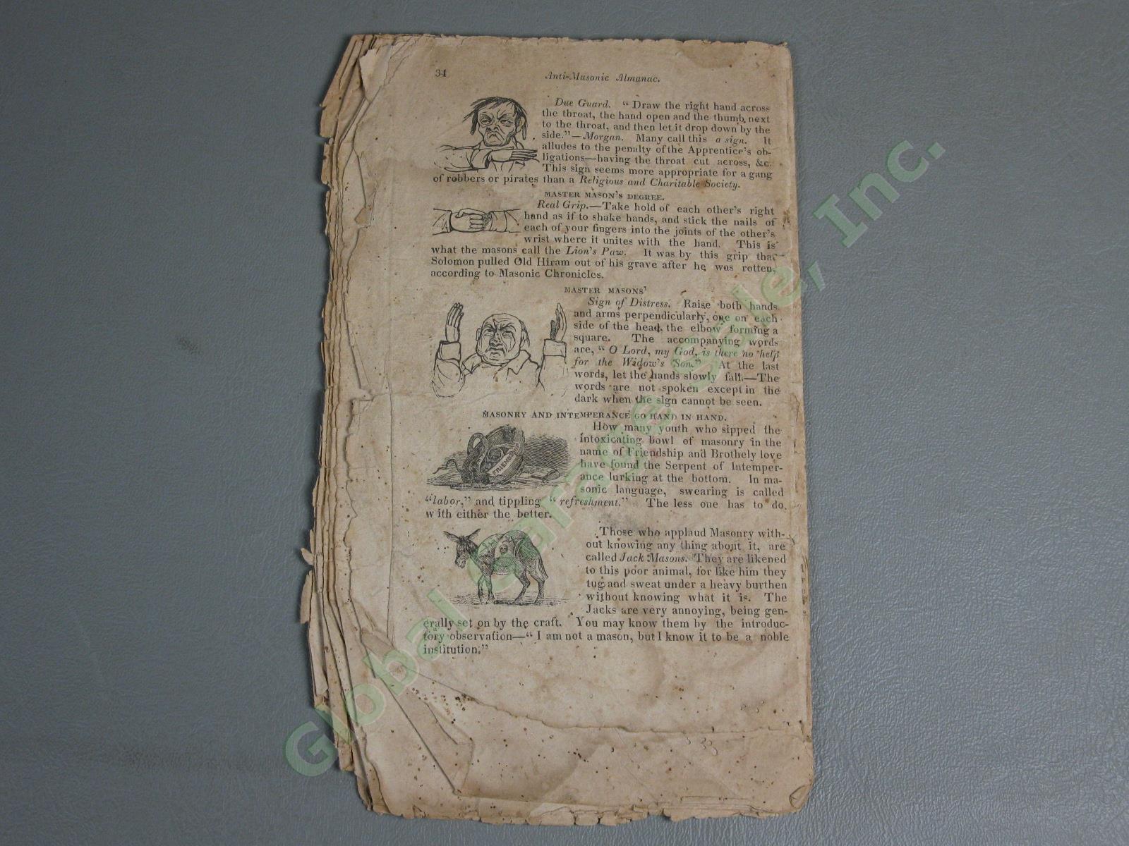 Antique 1830 New England Anti-Masonic Almanac John Marsh Free Masons Temple NR! 22
