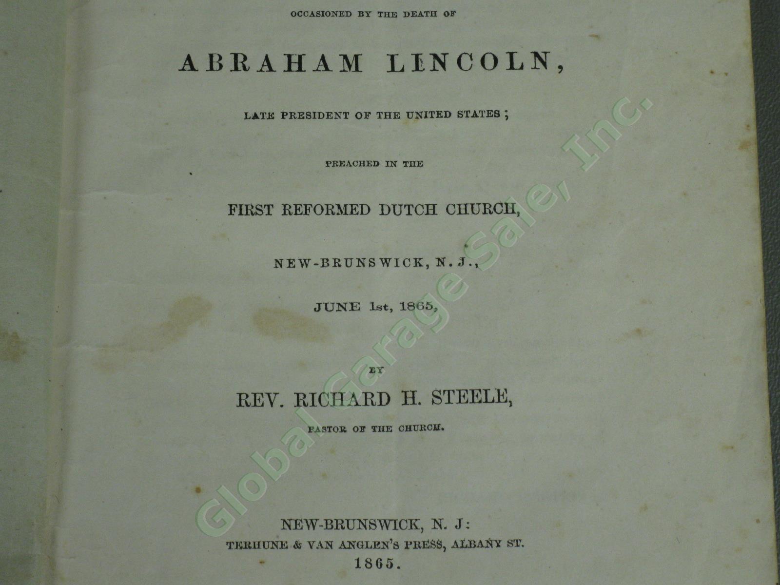 1865 Victory + Mourning Sermon on the Death of Abraham Lincoln Dutch Church NJ 4