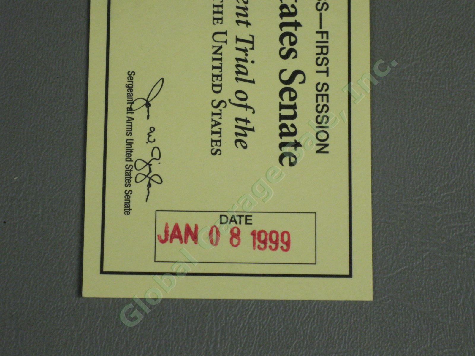 Genuine Bill Clinton Impeachment Trial Ticket January 8 1999 Senate Gallery NR! 1