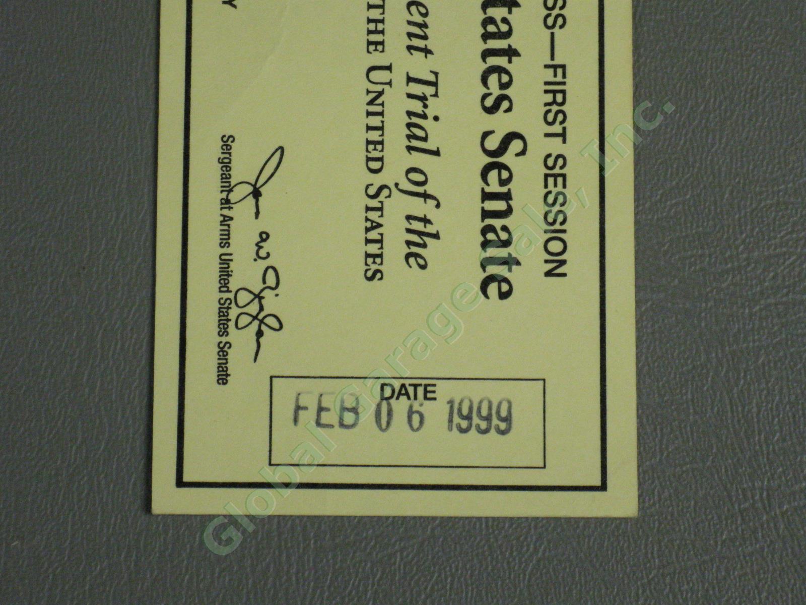Genuine Bill Clinton Impeachment Trial Ticket February 6 1999 Senate Gallery NR! 1