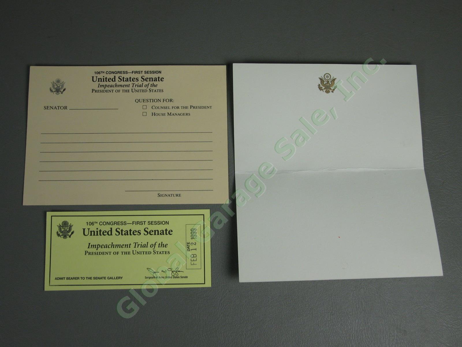 Rare Bill Clinton Impeachment Trial Ticket Final Day! Feb 12 1999 +Question Card