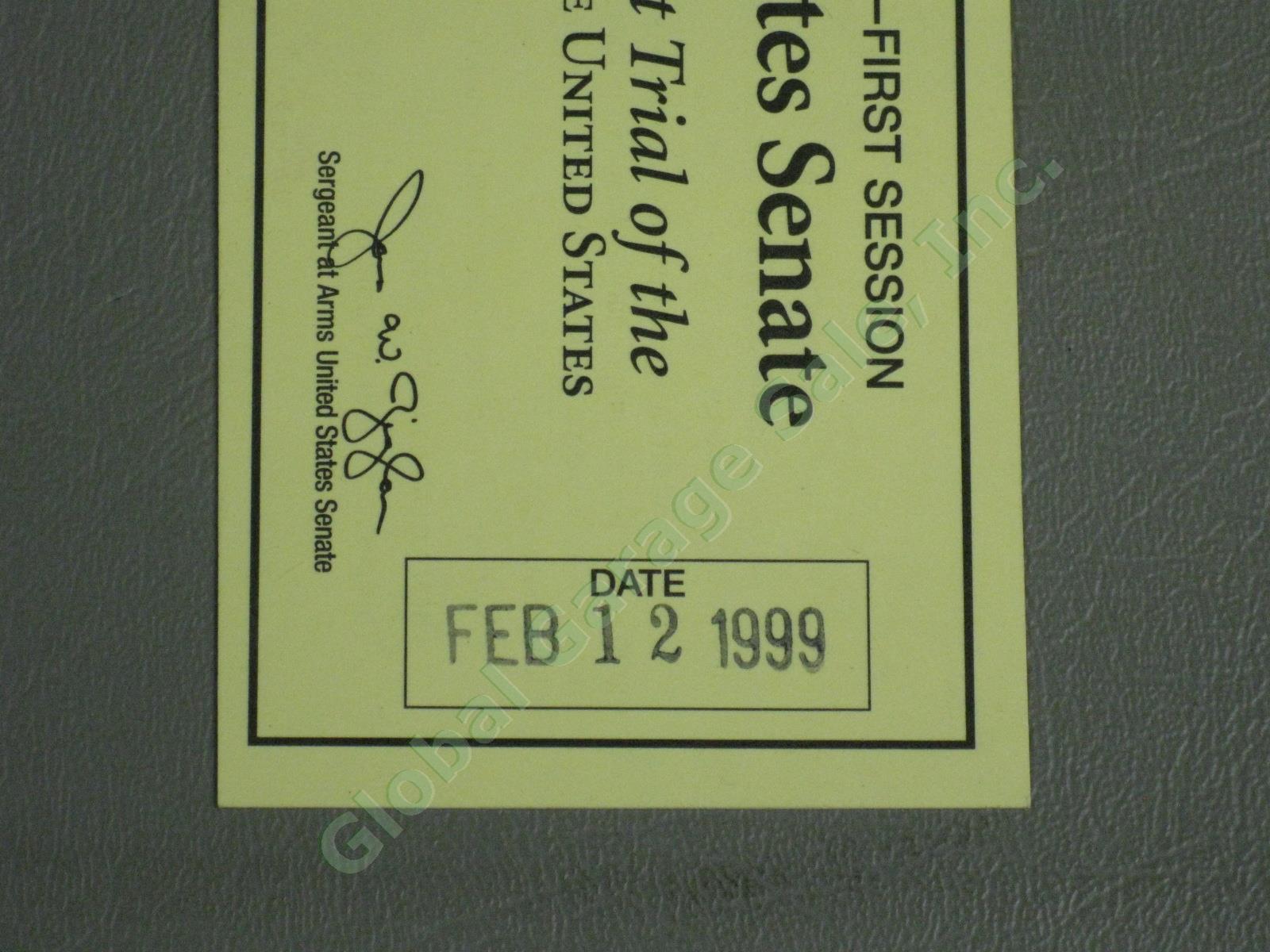 Rare Bill Clinton Impeachment Trial Ticket Final Day! Feb 12 1999 +Question Card 2
