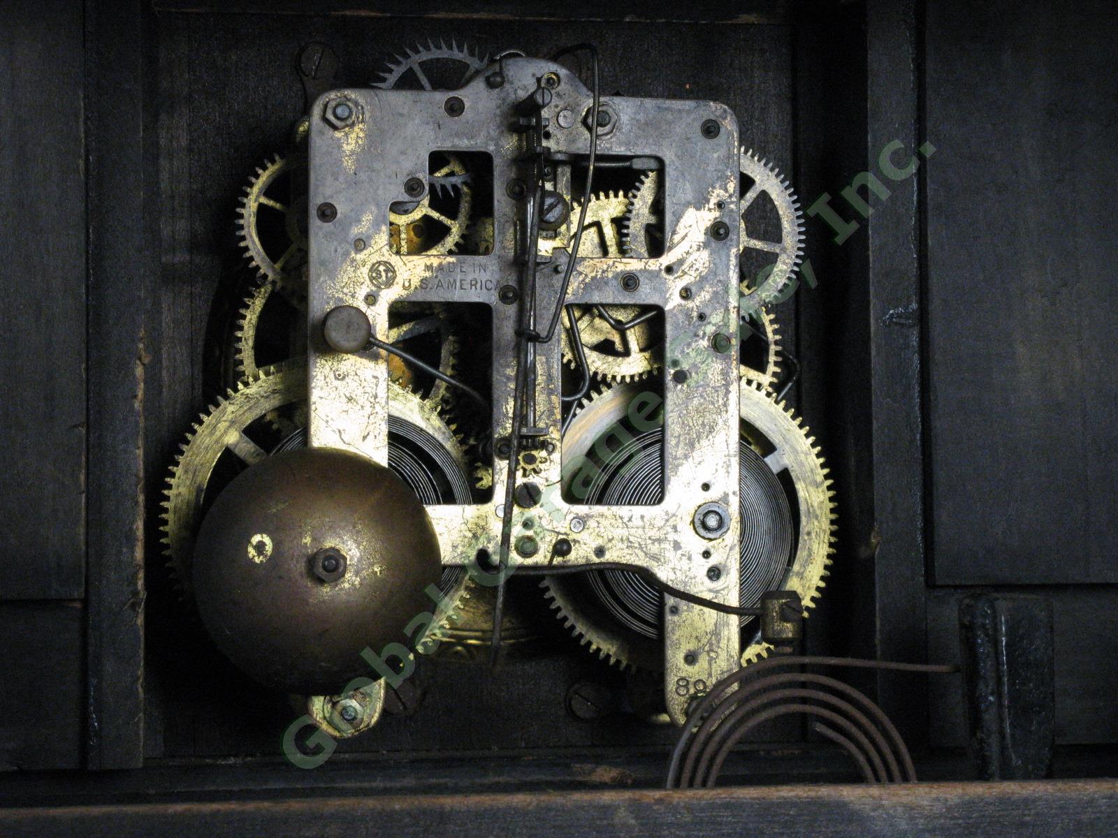 Antique Seth Thomas Green Adamantine 6-Column Mantle Clock 89C Bell Movement NR! 7