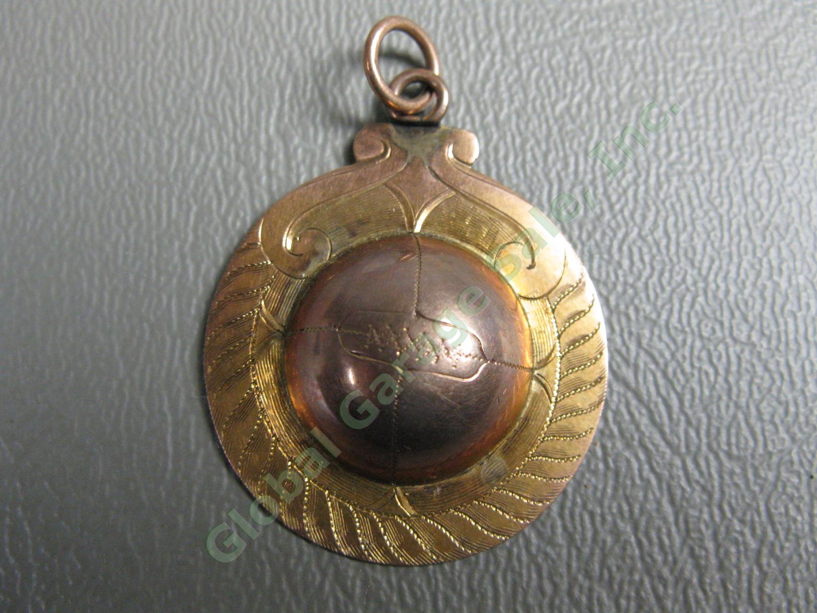 Antique 1908 Vermont Football Five A Side State Championship Metal Pendant NR!
