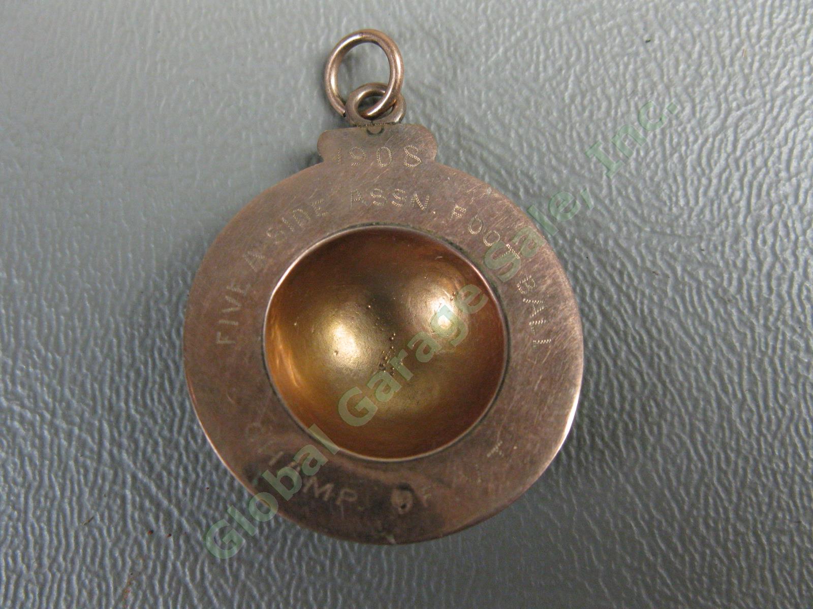 Antique 1908 Vermont Football Five A Side State Championship Metal Pendant NR! 3