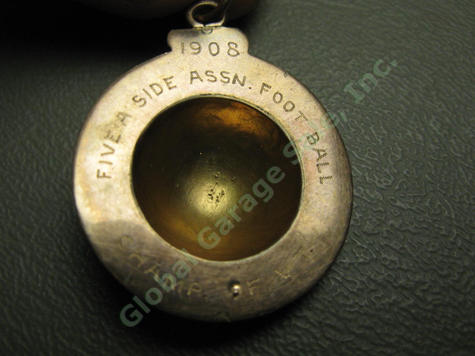 Antique 1908 Vermont Football Five A Side State Championship Metal Pendant NR! 4