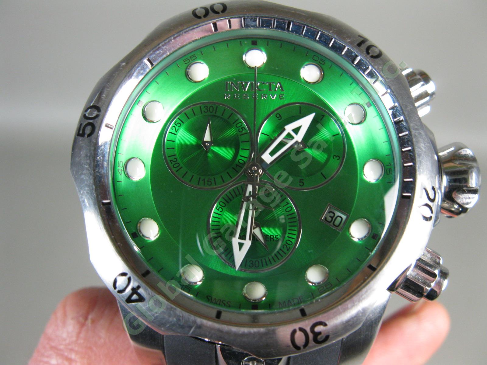 Invicta 6105 Venom Reserve Chronograph Watch Green Dial Works Great! New Battery 2