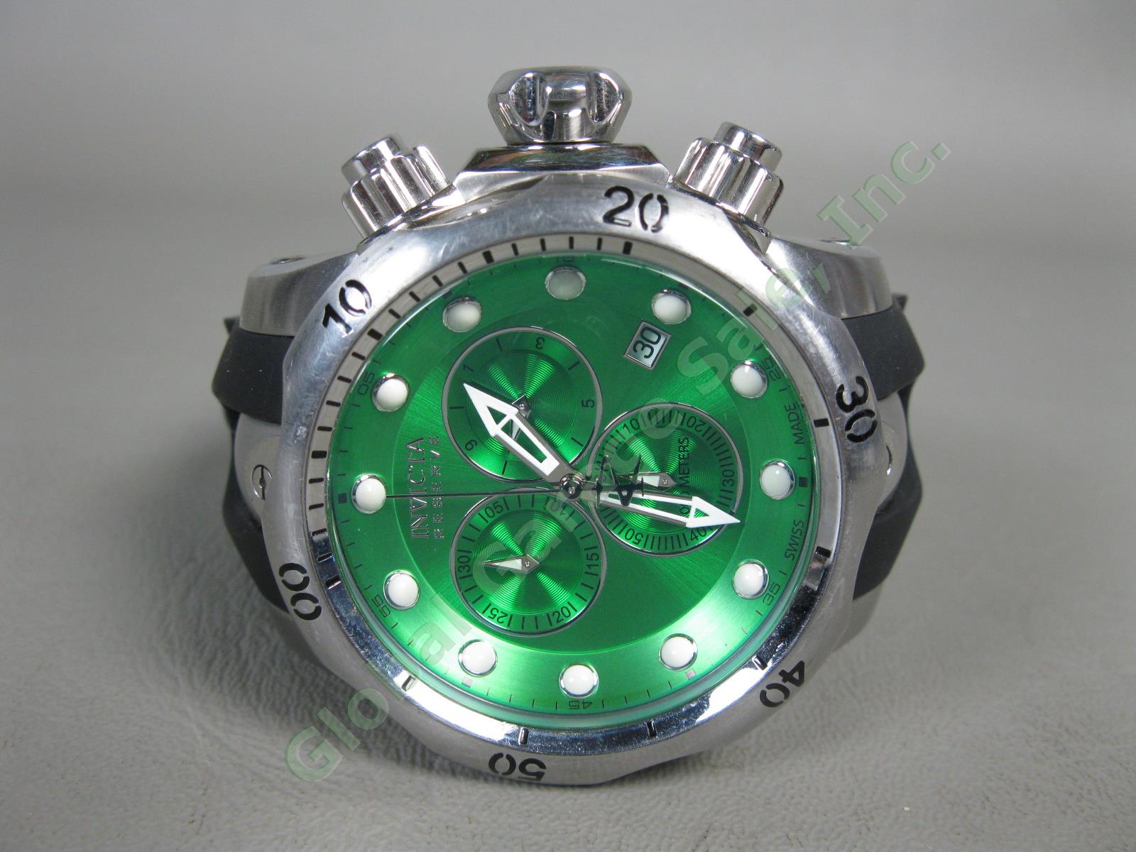 Invicta 6105 Venom Reserve Chronograph Watch Green Dial Works Great! New Battery 3