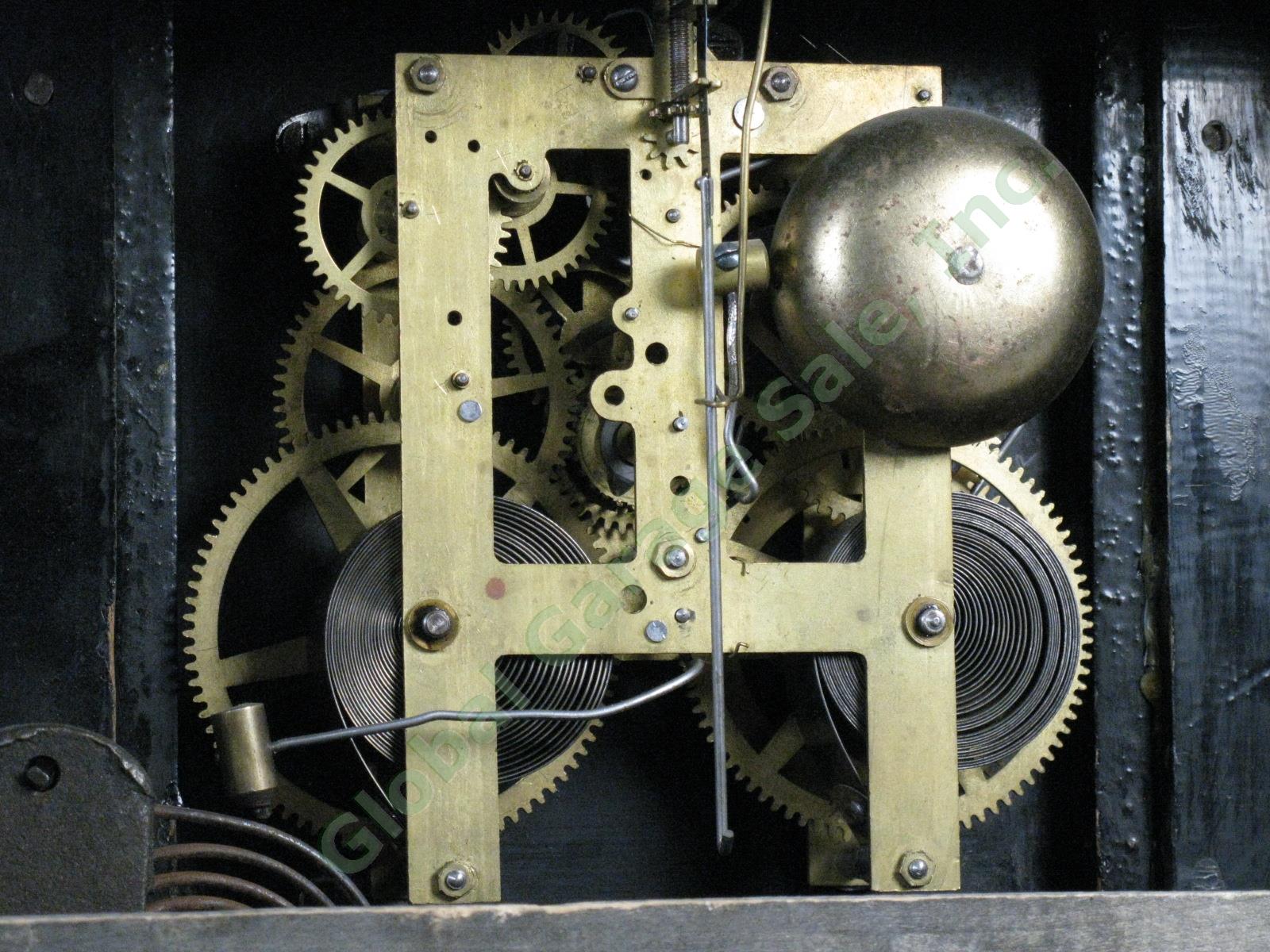 Vtg Antique Sessions 4 Column Mantle Clock Runs + Chimes! w/ Key + Pendulum NR! 8