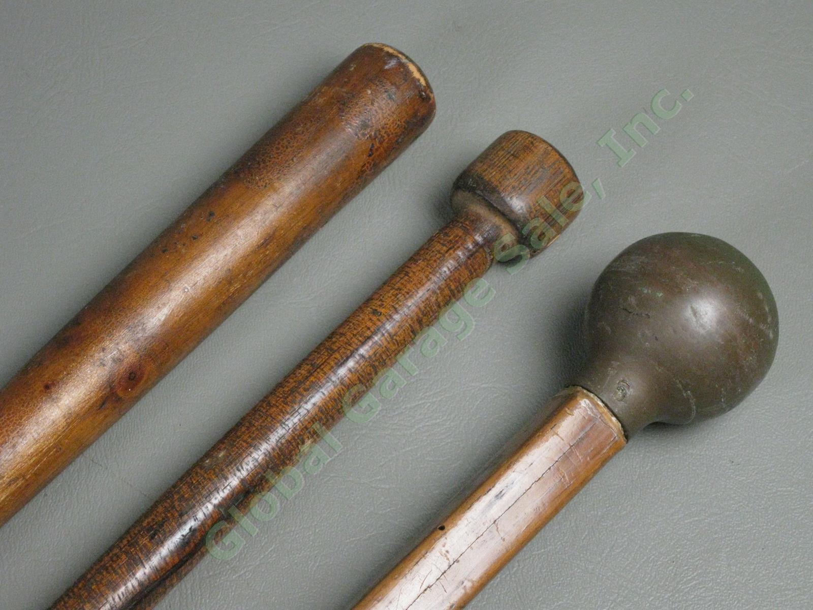 5 Vtg Antique Wooden Wood Canes Walking Sticks Lot Silver Brass Knobs Handles NR 7