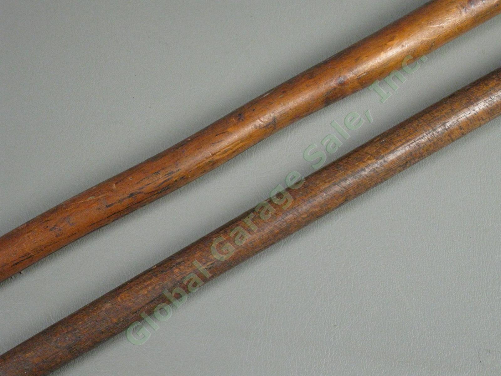 5 Vtg Antique Wooden Wood Canes Walking Sticks Lot Silver Brass Knobs Handles NR 12