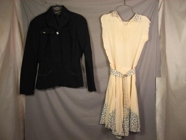Vintage 1930s 40s Clothes Lot Dresses Robe Jacket Teddy 8