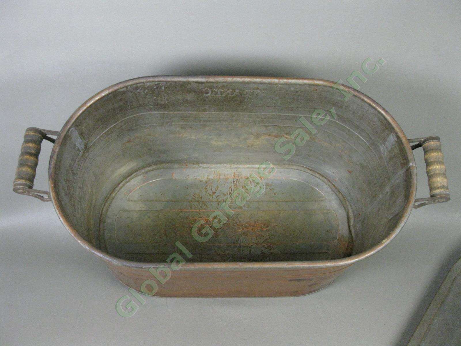 Vtg Antique Primitive Atlantic Copper Boiler Cooker Wash Tub w/Lid 27"x17"x13" 6
