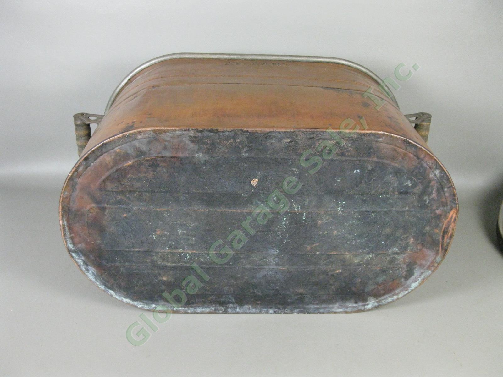 Vtg Antique Primitive Atlantic Copper Boiler Cooker Wash Tub w/Lid 27"x17"x13" 8