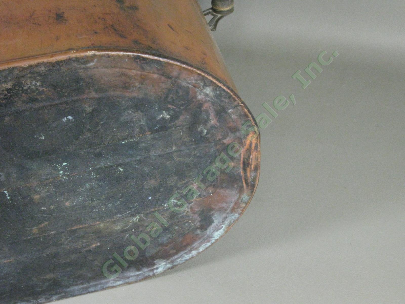 Vtg Antique Primitive Atlantic Copper Boiler Cooker Wash Tub w/Lid 27"x17"x13" 9
