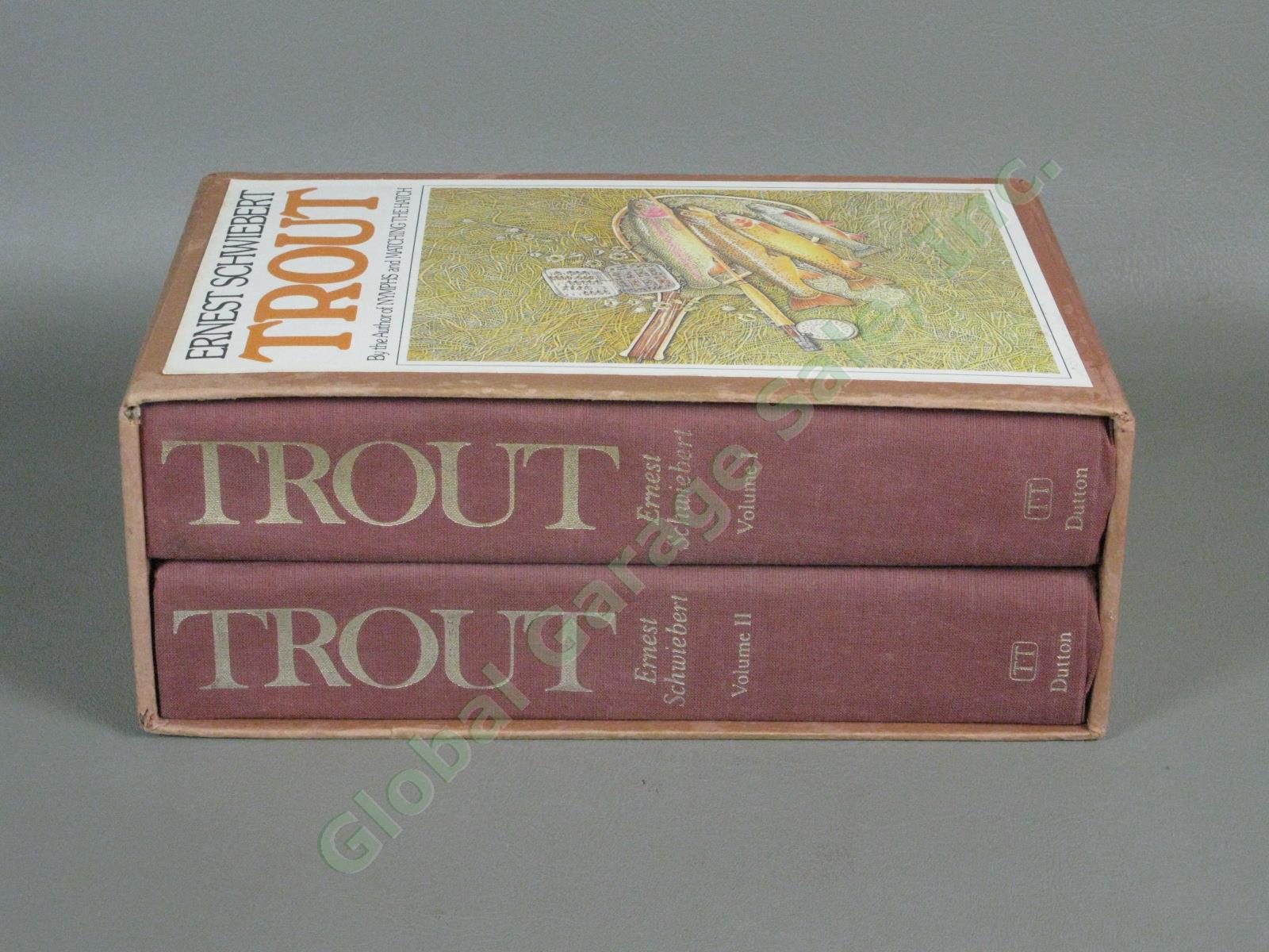 Trout Volumes I + II Ernest Schwiebert Fly Fishing Book Box Set EP Dutton 1984 2