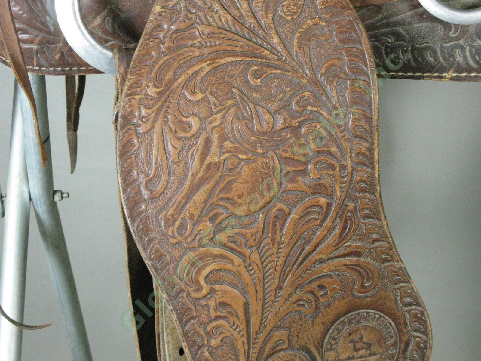 Red Ranger 904 Heavily Tooled Western Horse Riding Trail Saddle 15" Tree NO RES! 2