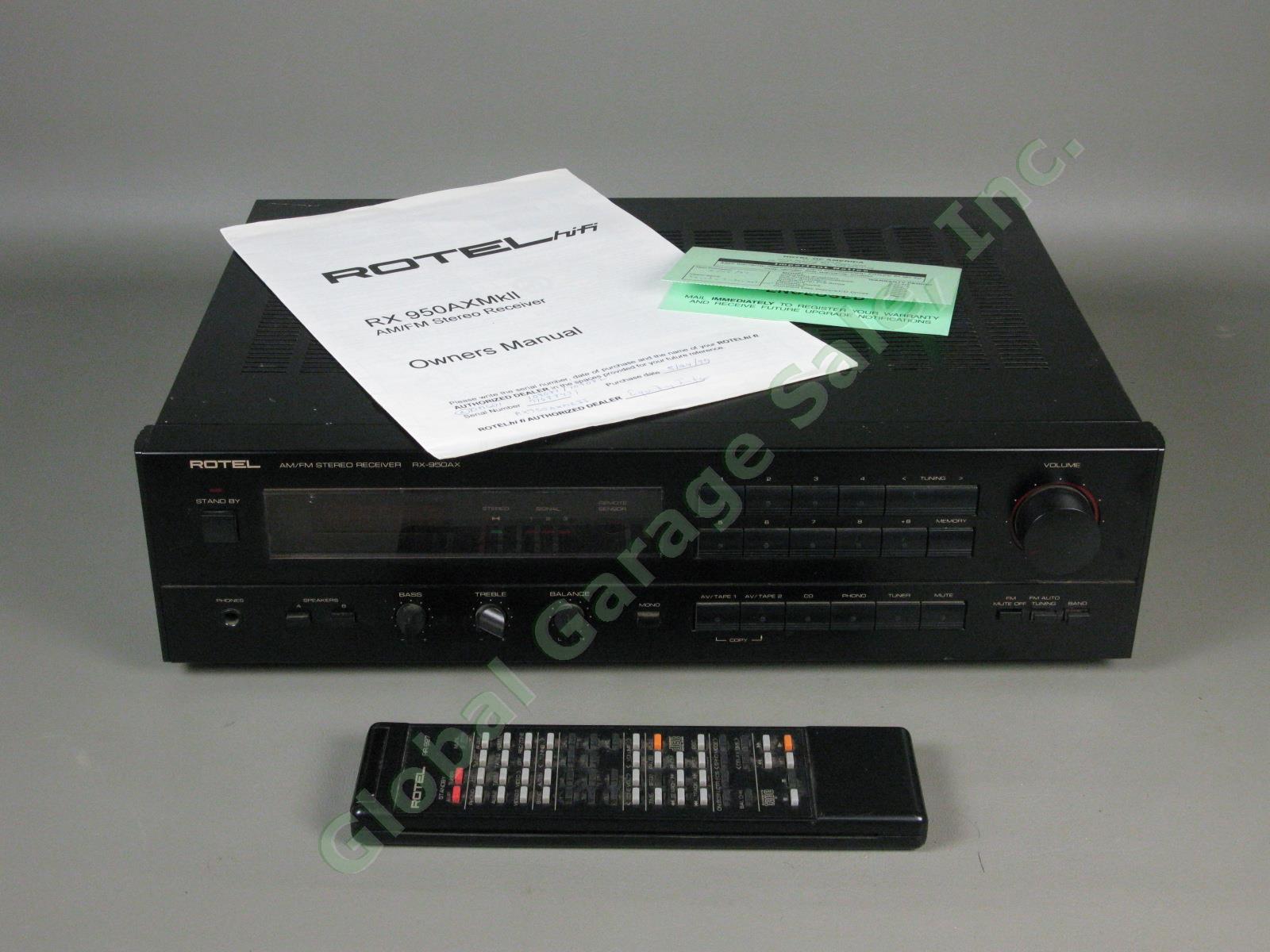Rotel RX-950AX MkII AM/FM Stereo Receiver Remote Control Manual Bundle Works!