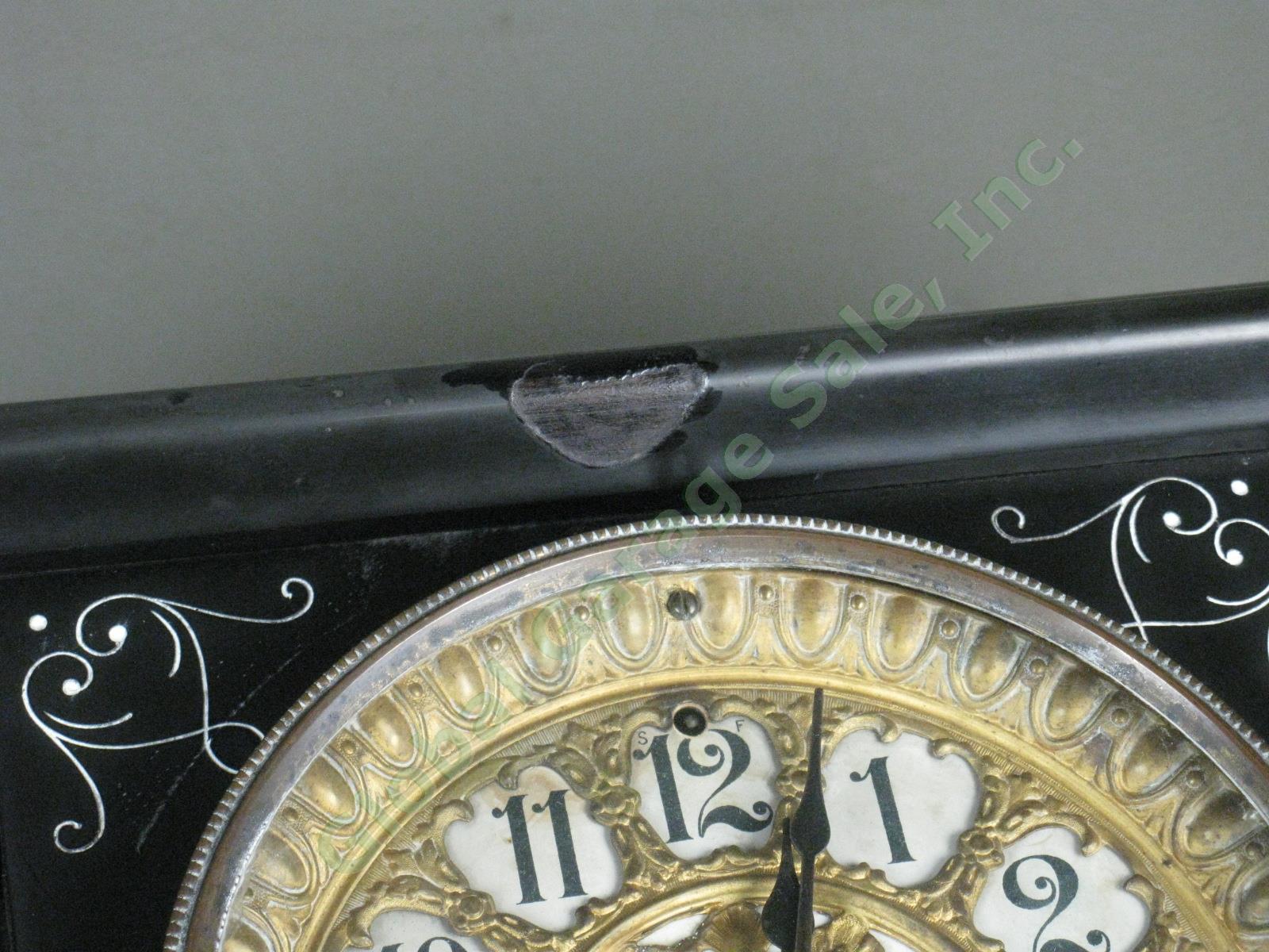 Rare Antique Seth Thomas Green Adamantine Mantle Pendulum Clock 3 5/8 Movement 9