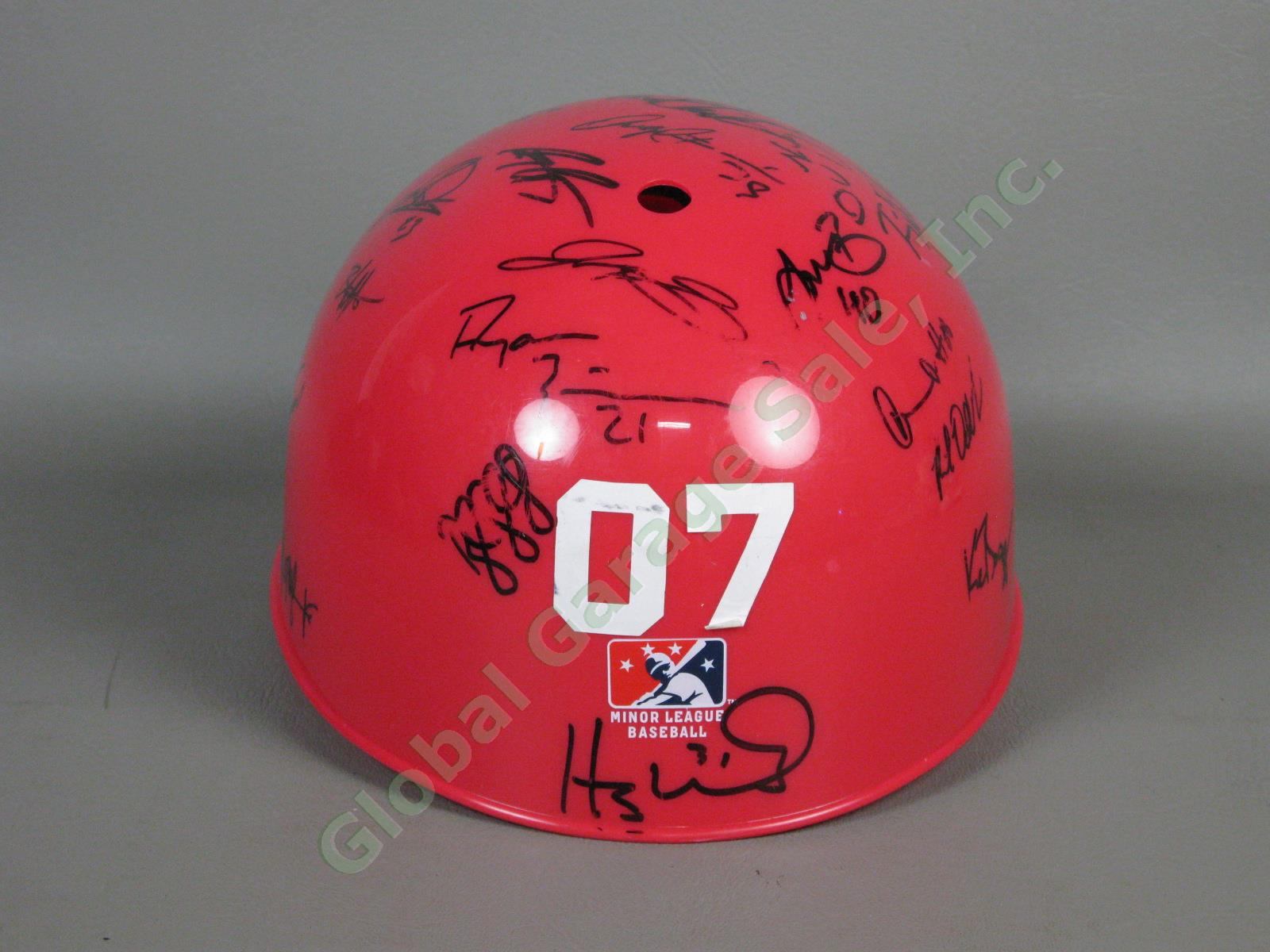2007 Hudson Valley Renegades Team Signed Baseball Helmet NYPL Tampa Bay Rays NR 2