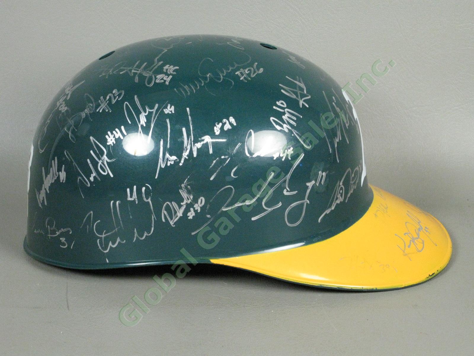 2013 Vermont Lake Monsters Team Signed Baseball Helmet NYPL Oakland Athletics NR 1