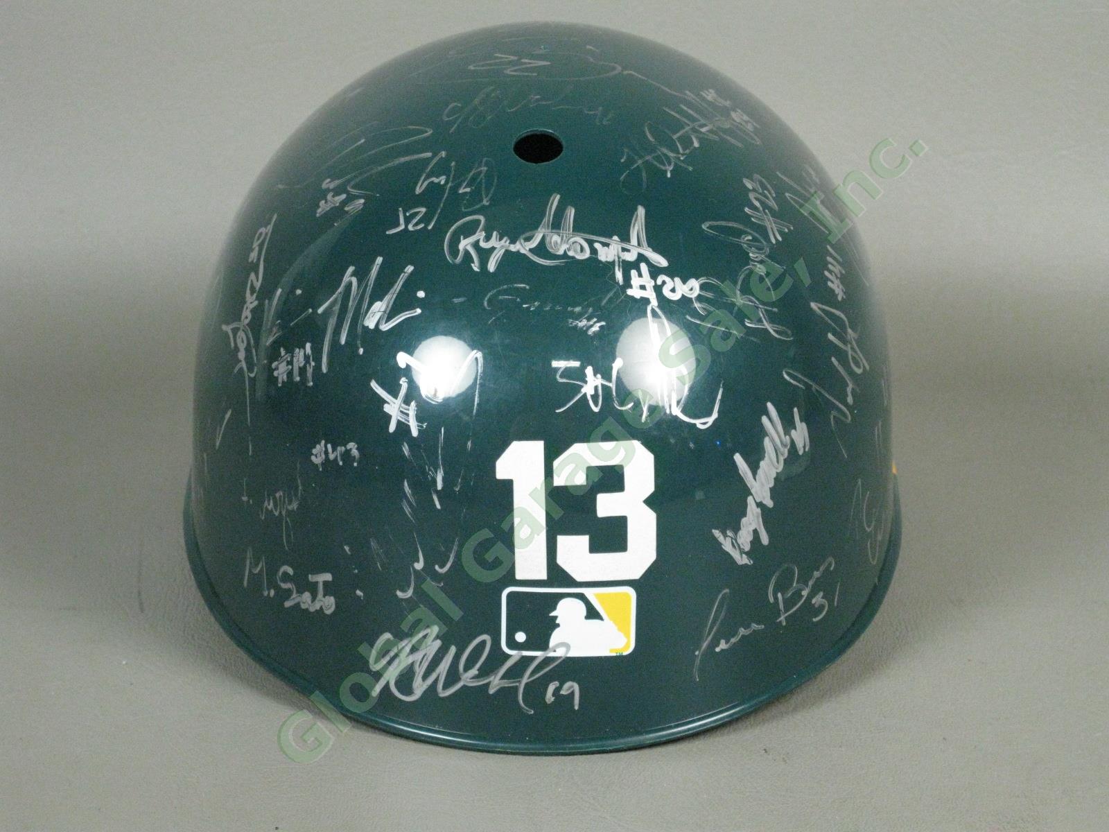 2013 Vermont Lake Monsters Team Signed Baseball Helmet NYPL Oakland Athletics NR 2