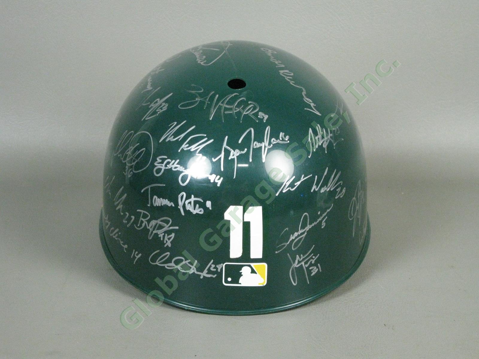 2011 Vermont Lake Monsters Team Signed Baseball Helmet NYPL Oakland Athletics NR 2
