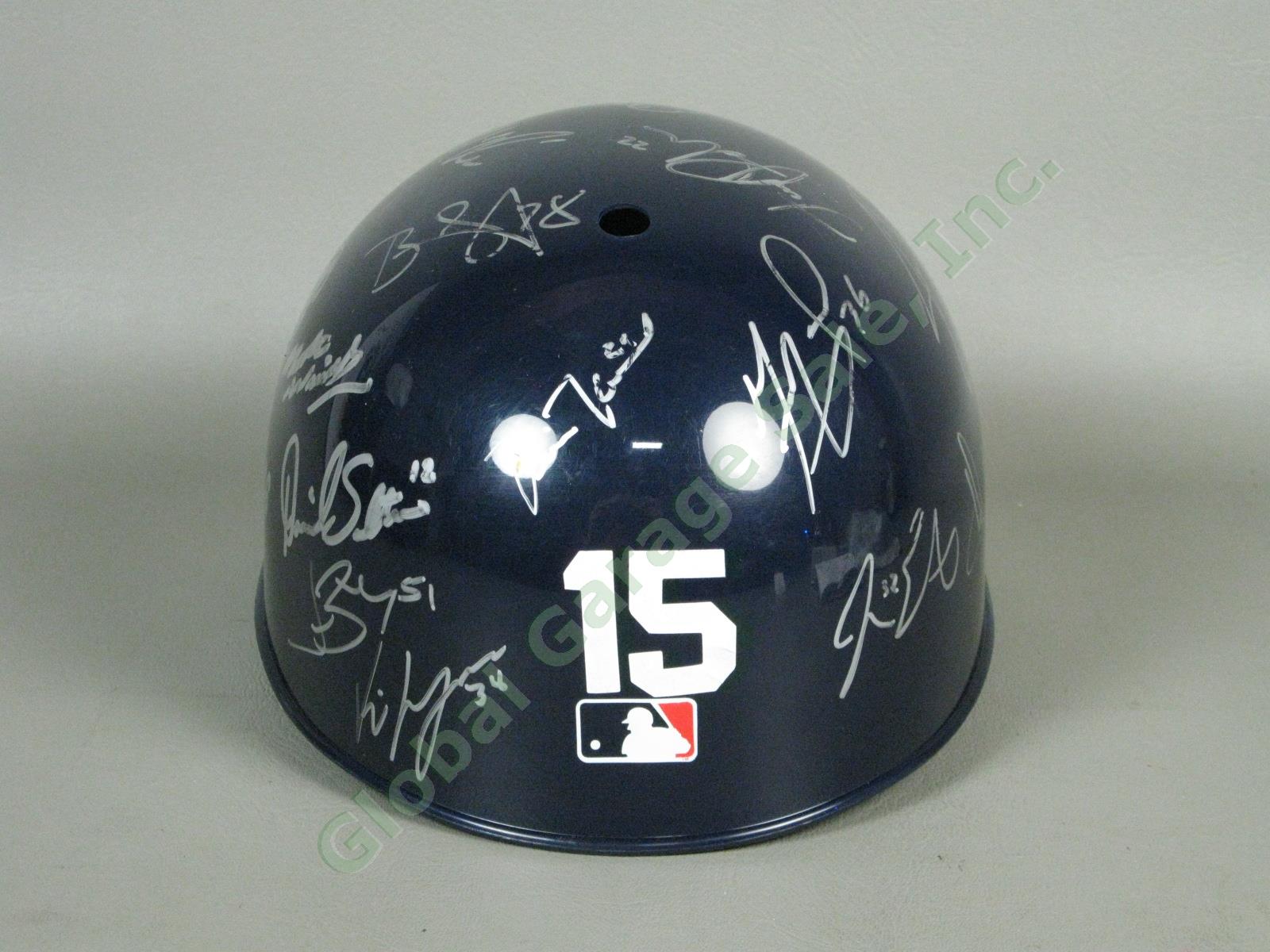2015 Mahoning Valley Scrappers Team Signed Baseball Helmet Cleveland Indians NR 2
