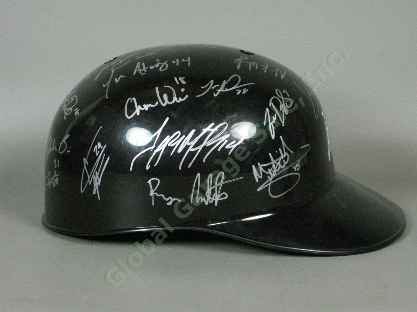 2011 Jamestown Jammers Team Signed Baseball Helmet NYPL Florida Marlins Miami NR 1