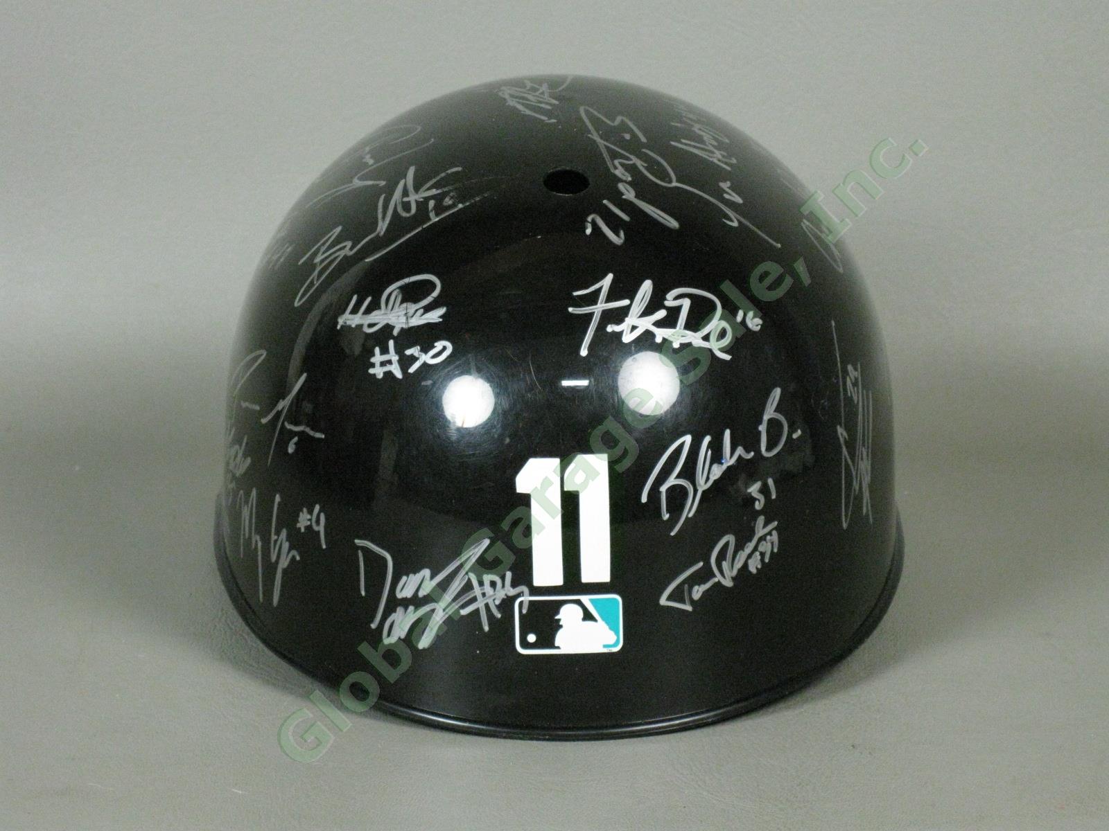 2011 Jamestown Jammers Team Signed Baseball Helmet NYPL Florida Marlins Miami NR 2