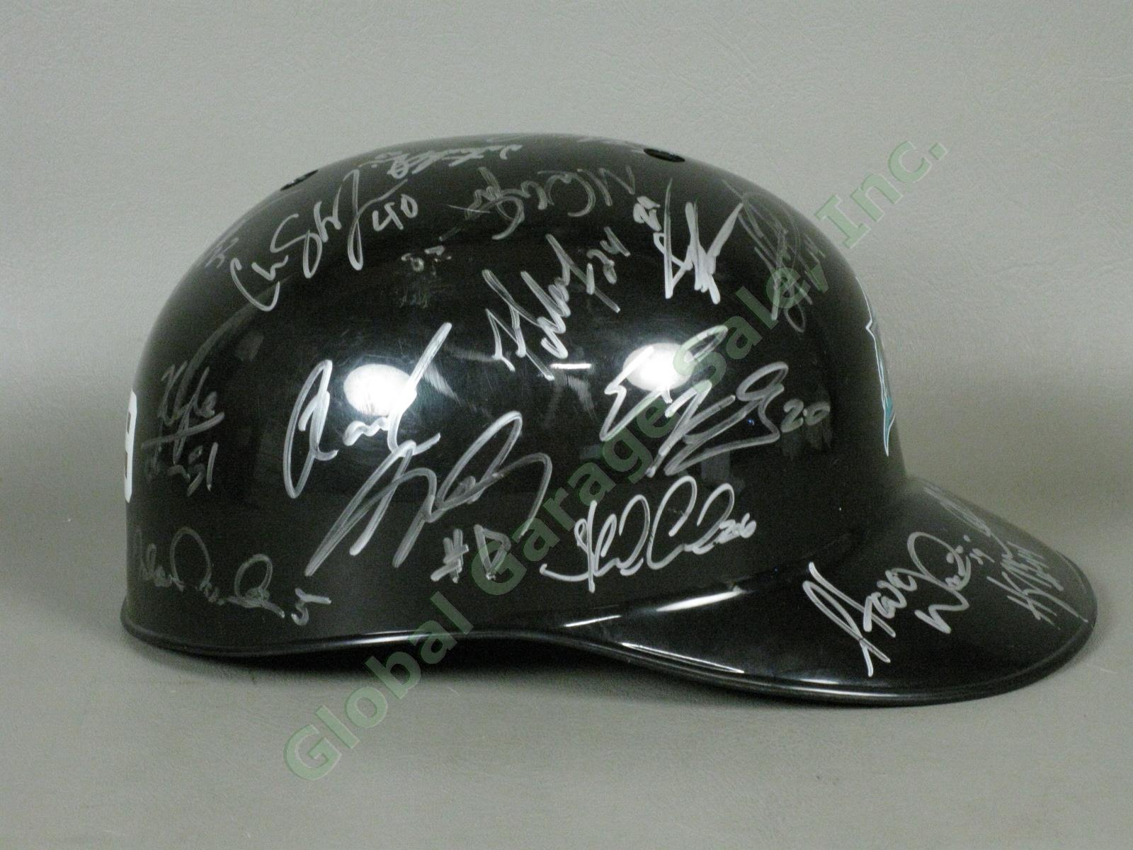 2009 Jamestown Jammers Team Signed Baseball Helmet NYPL Florida Marlins Miami NR 1
