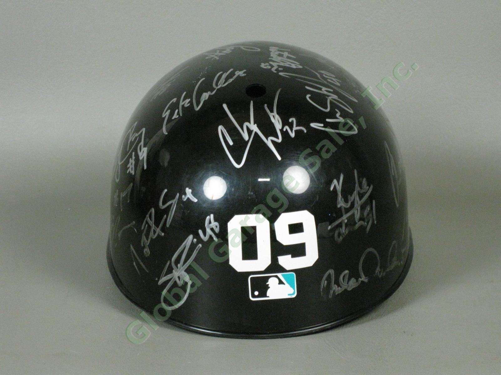 2009 Jamestown Jammers Team Signed Baseball Helmet NYPL Florida Marlins Miami NR 2
