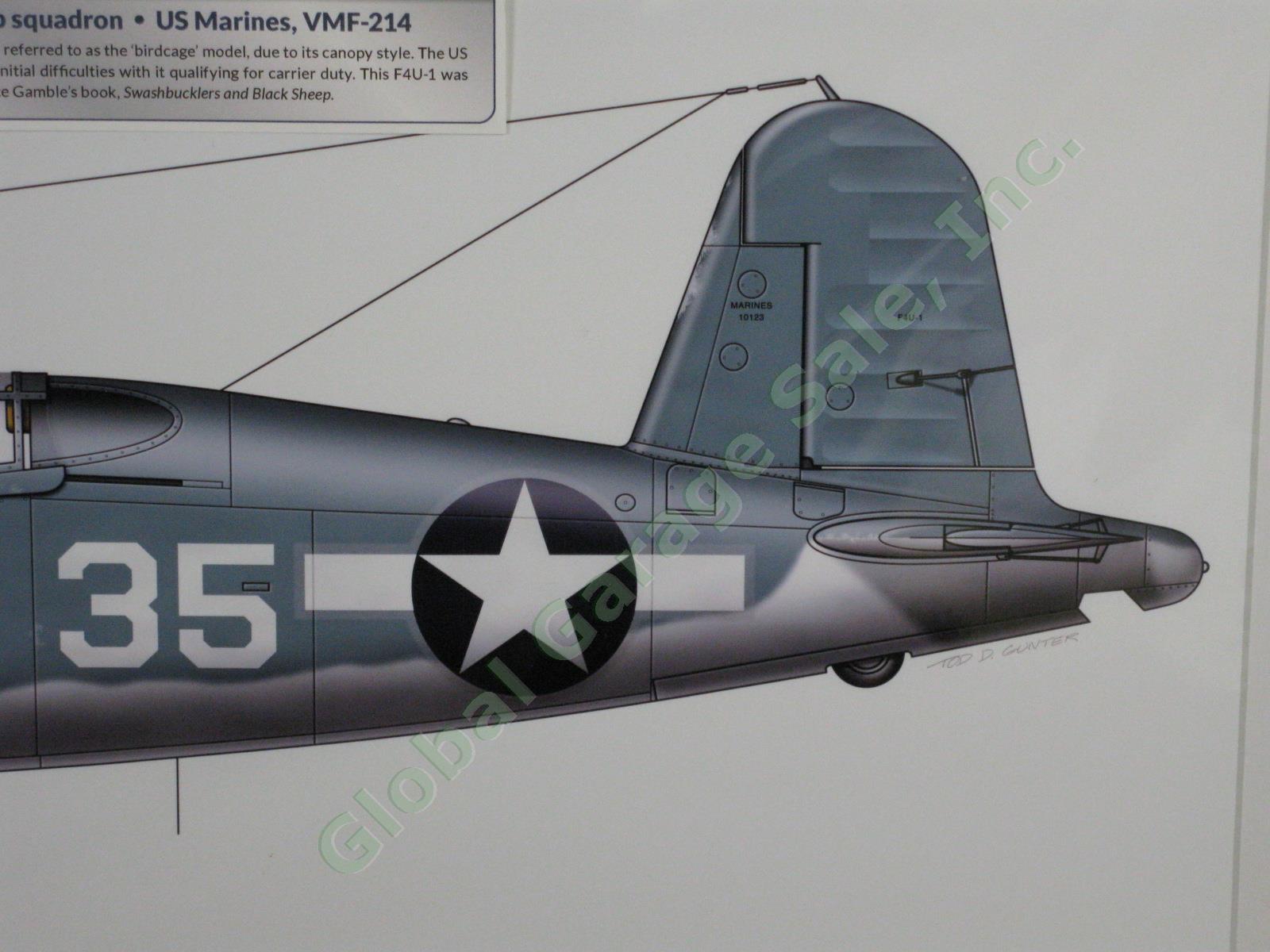 WWII F4U-1 Corsair Fighter Airplane Aviation Art US Marines Black Sheep VMF-214 3