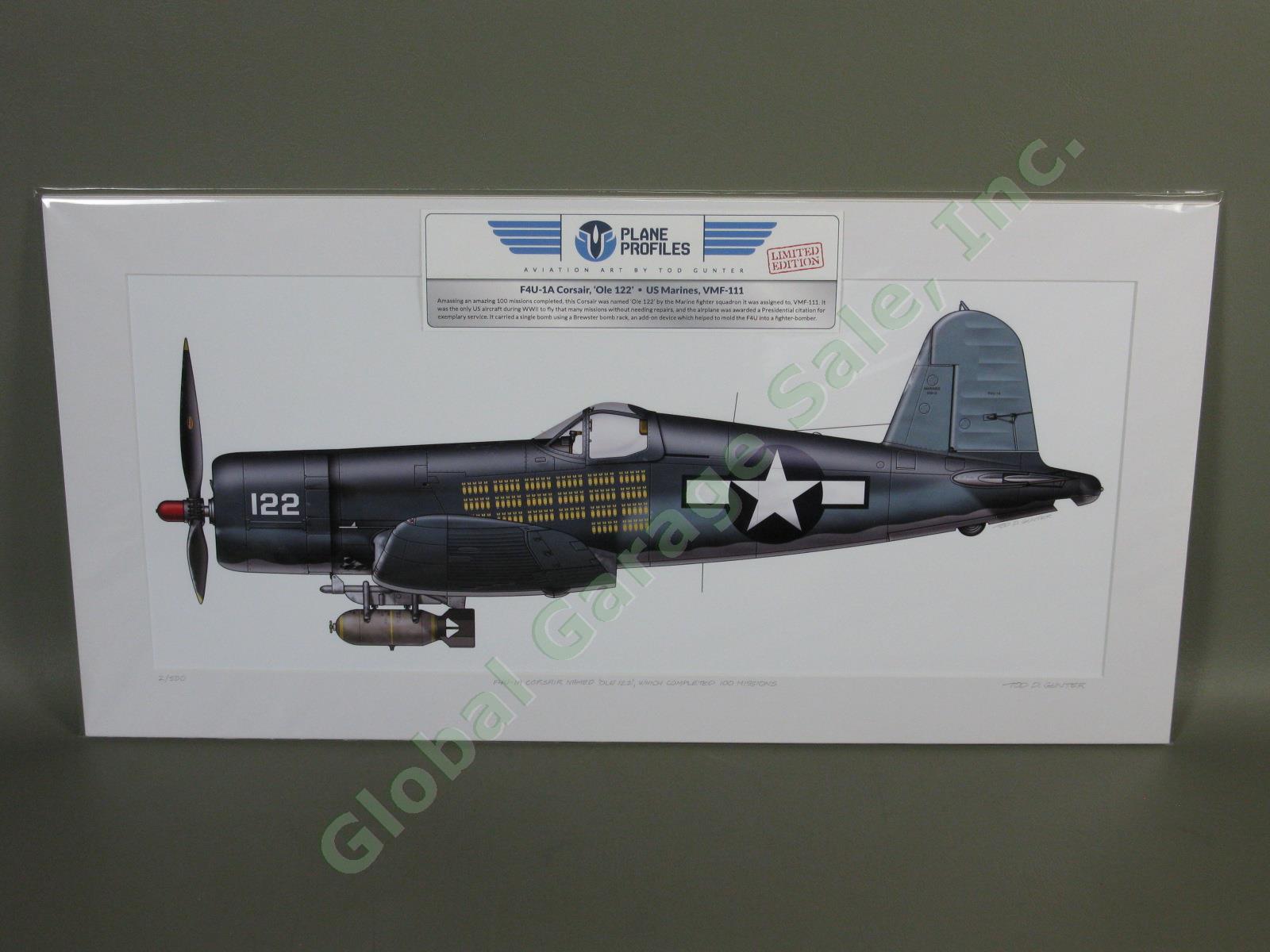 WWII Vought F4U-1A Corsair Airplane Print Marines Ole 122 VMF-111 Devil Dog USMC