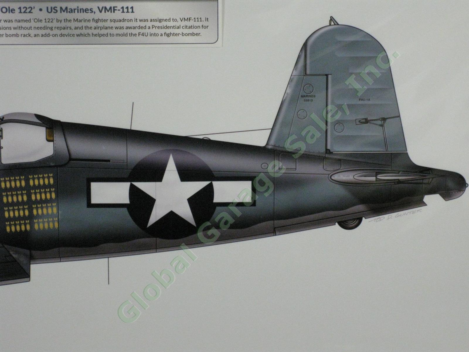 WWII Vought F4U-1A Corsair Airplane Print Marines Ole 122 VMF-111 Devil Dog USMC 3