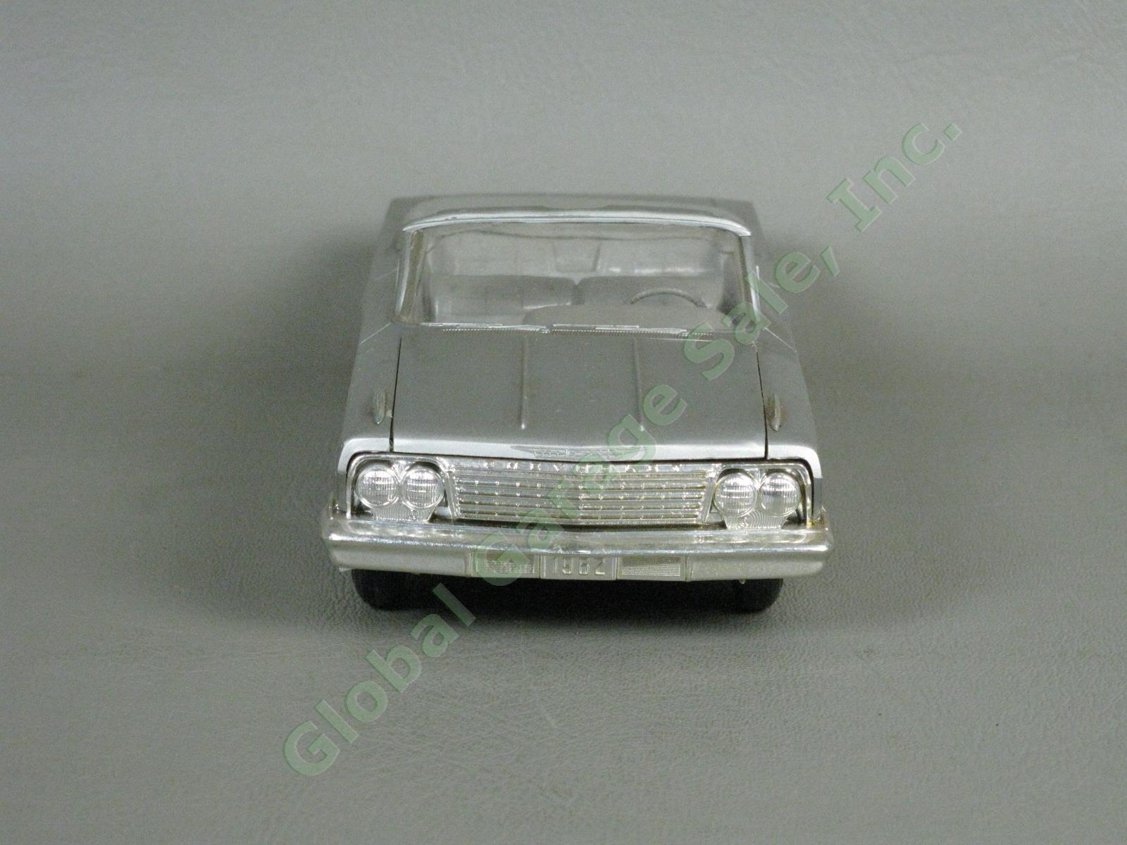VTG 1962 Chevrolet Impala SS Satin Silver Convertible Plastic Dealer Promo Car 2