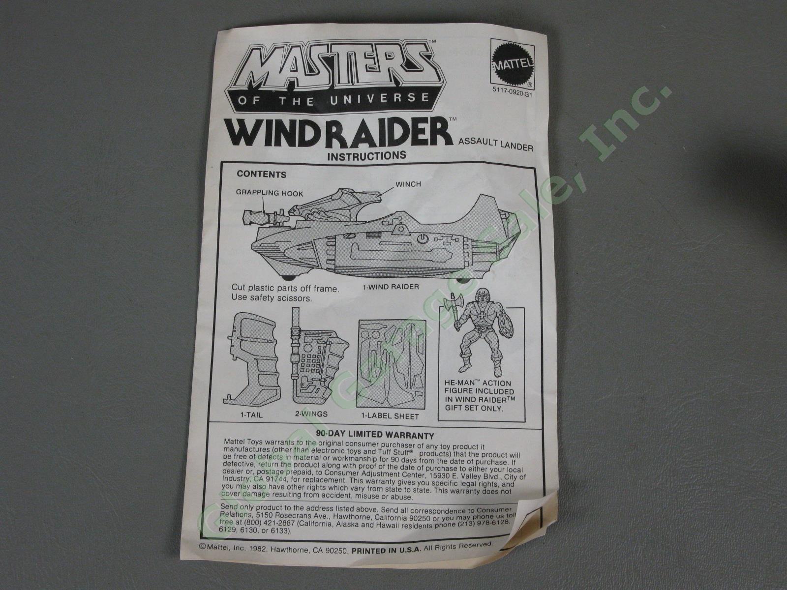 MOTU He-Man Wind Raider Assault Lander Vehicle w/Original Box + Instructions NR! 8
