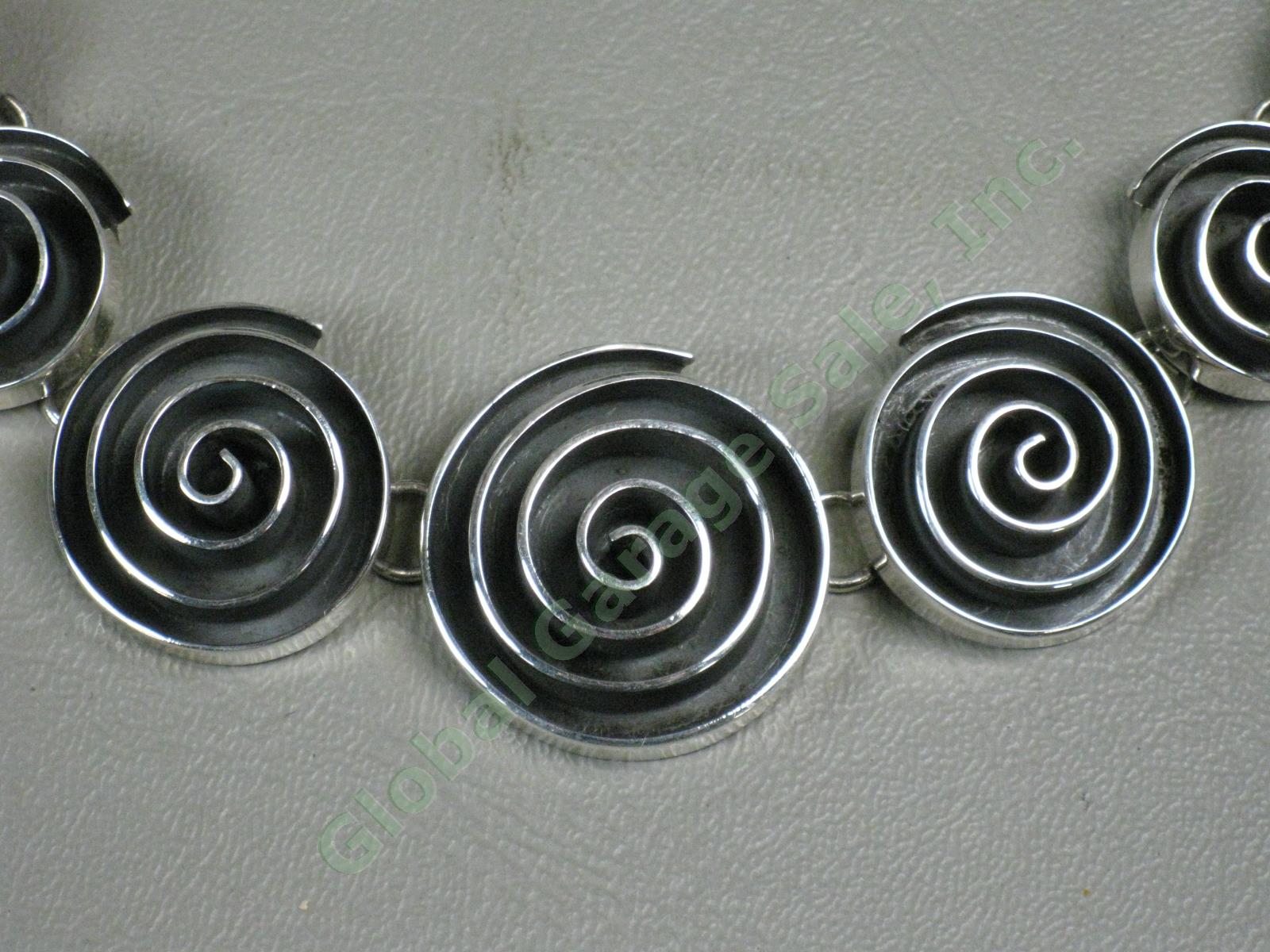 QVC Sterling Silver 15" Graduated Spiral Collar Modernist Necklace Mexico CII 2