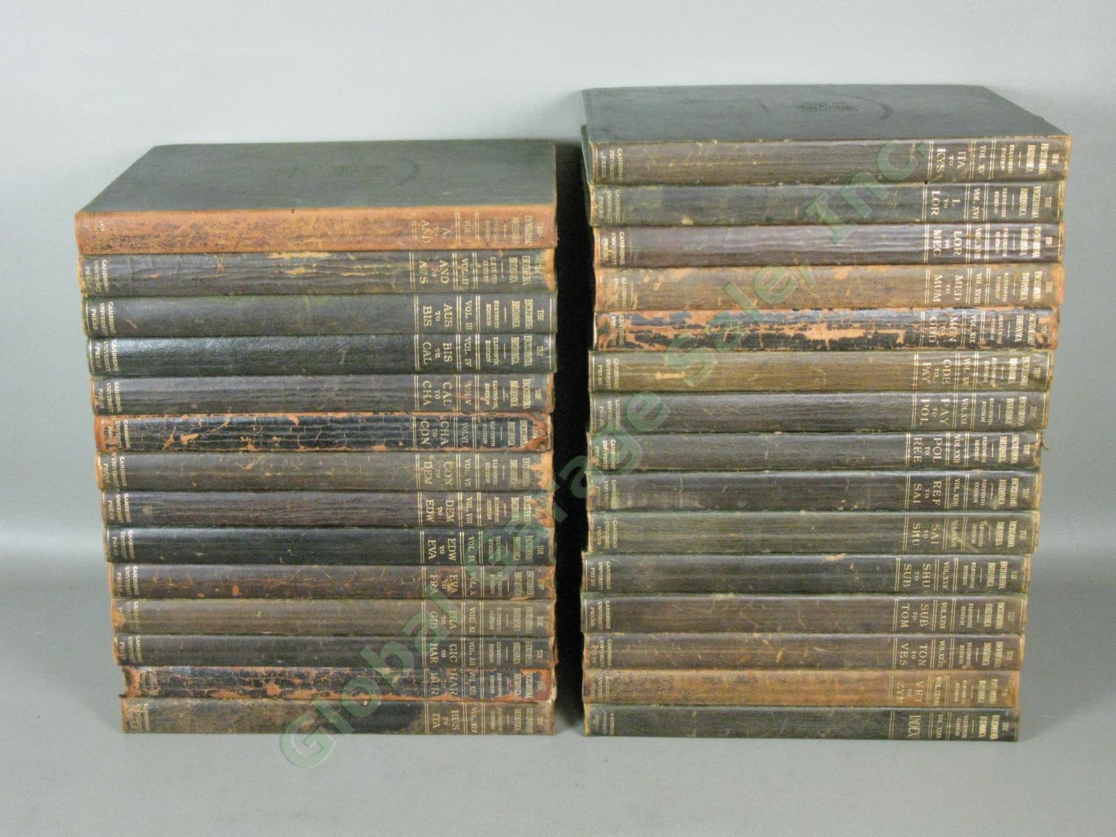 Antique Encyclopedia Britannica Leather 11th Edition 1910-11 Complete Set 29 Vol
