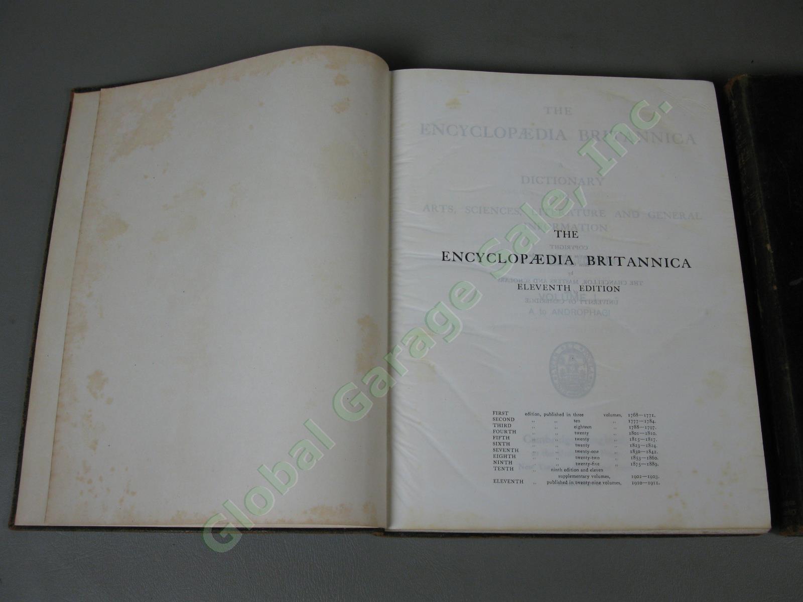 Antique Encyclopedia Britannica Leather 11th Edition 1910-11 Complete Set 29 Vol 2
