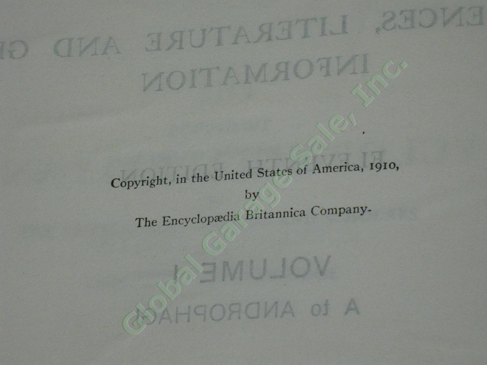 Antique Encyclopedia Britannica Leather 11th Edition 1910-11 Complete Set 29 Vol 5