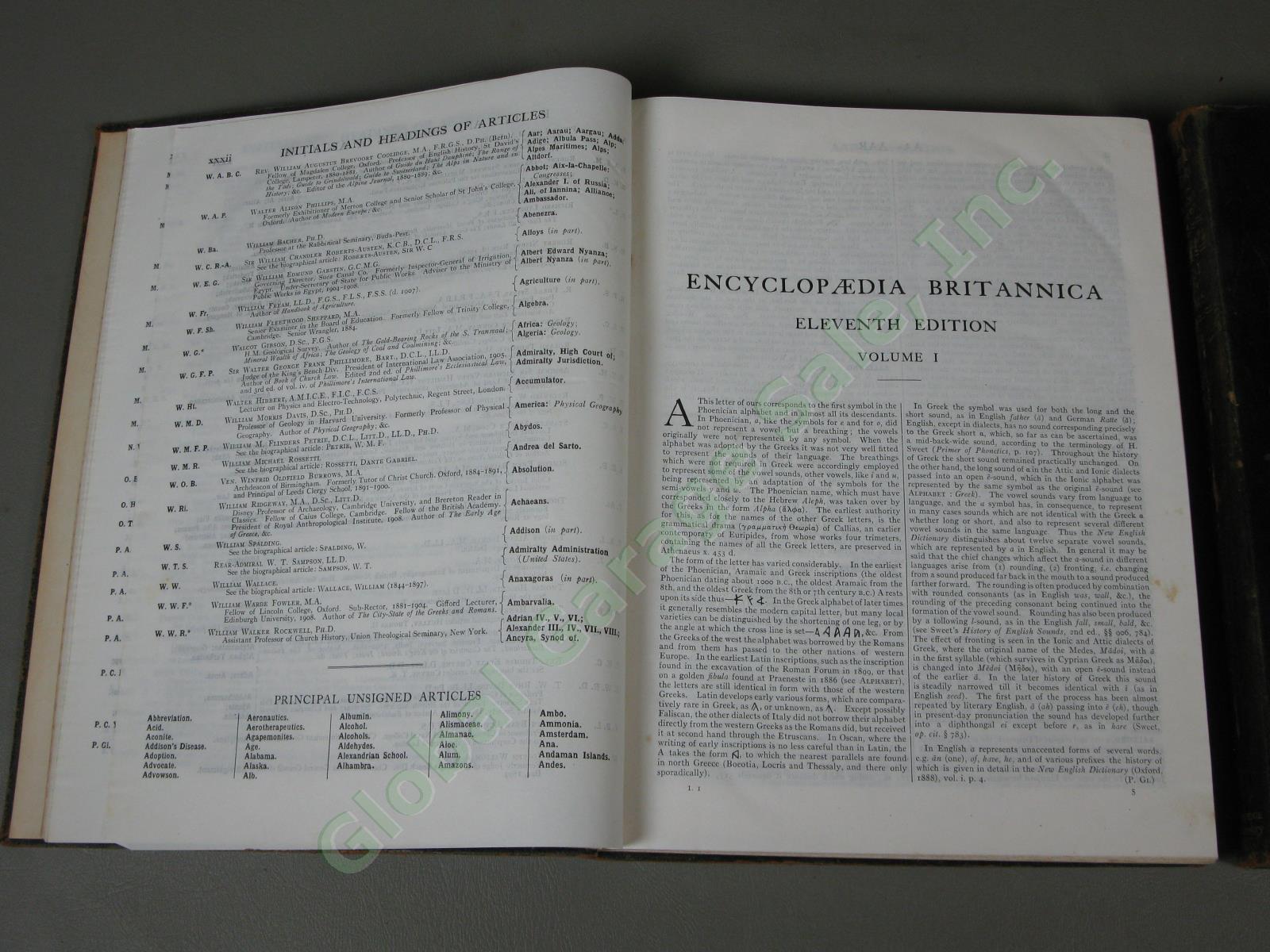 Antique Encyclopedia Britannica Leather 11th Edition 1910-11 Complete Set 29 Vol 7