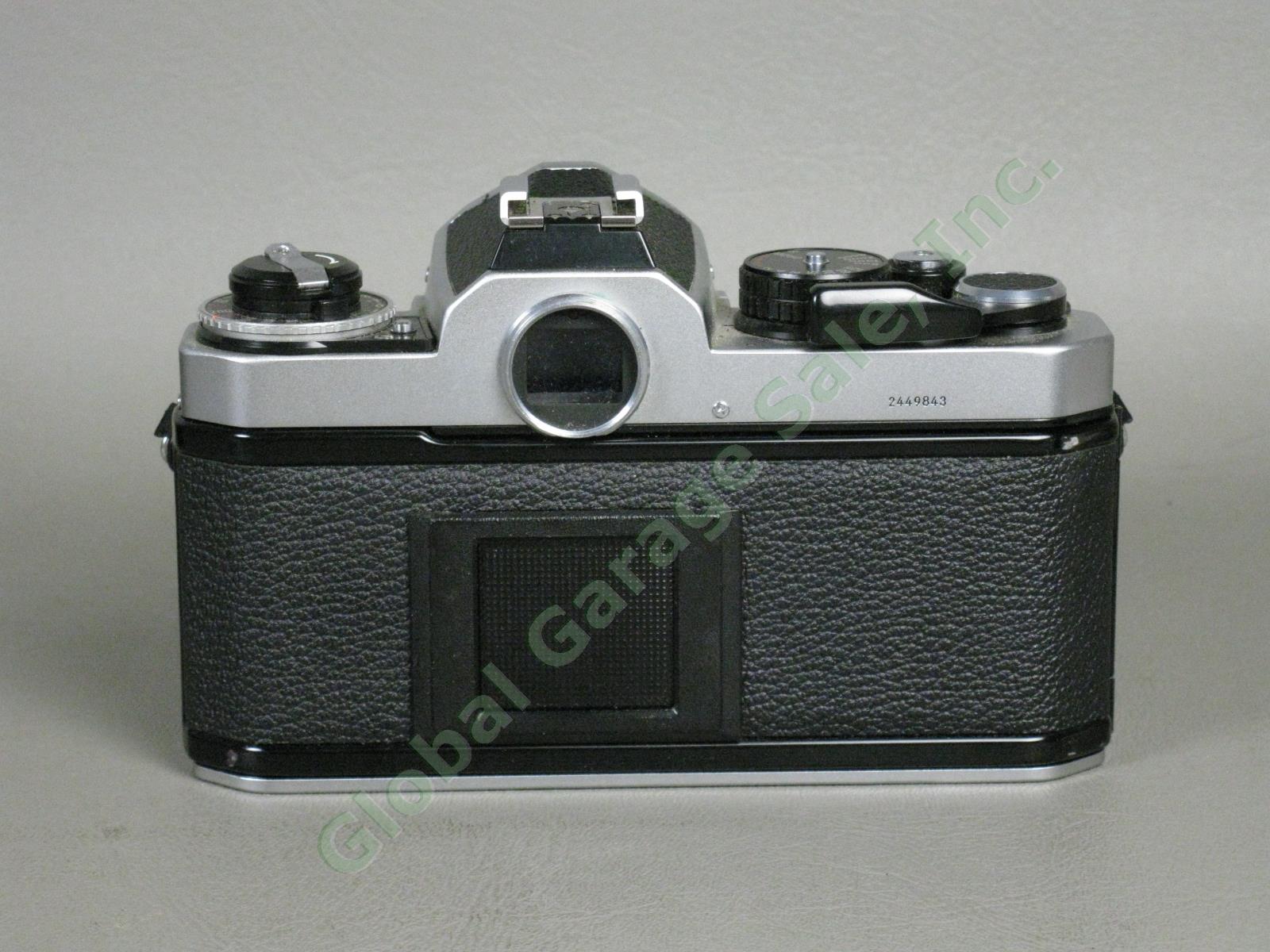 Nikon FE2 35mm Camera Nikkor 50mm f/1.8 Lens Case Manual Promaster Flash Bundle 3