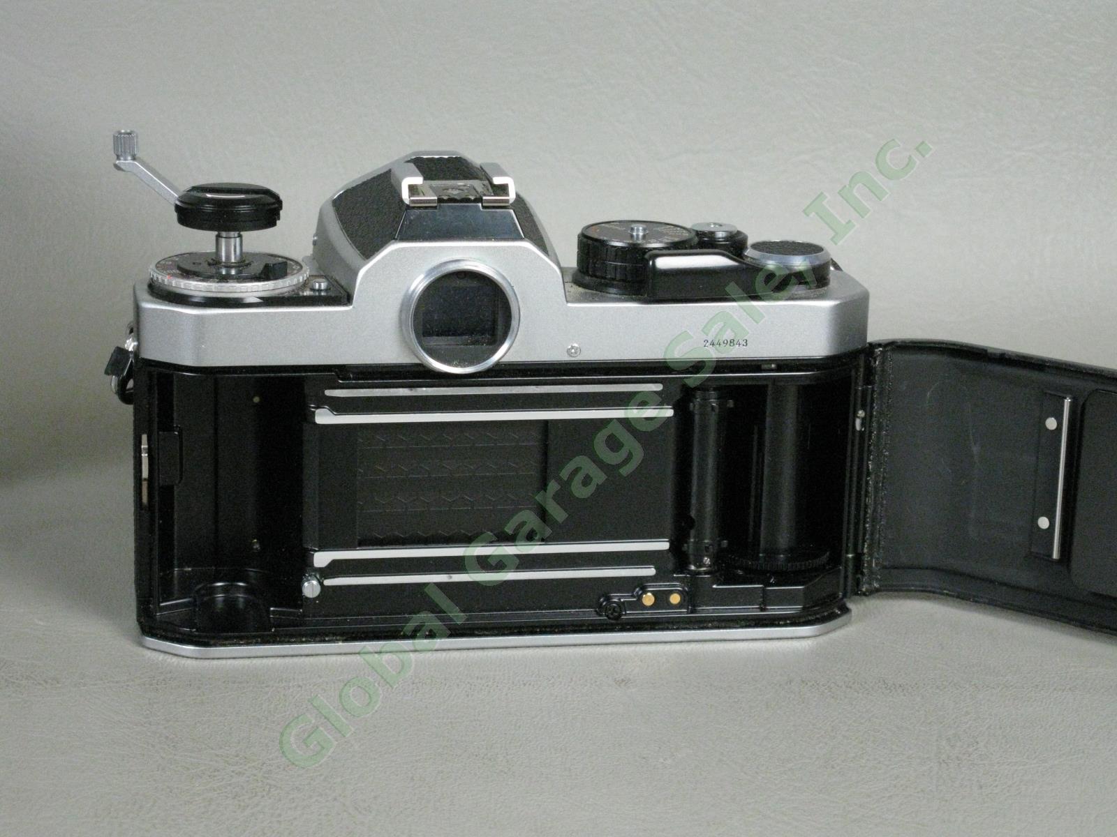 Nikon FE2 35mm Camera Nikkor 50mm f/1.8 Lens Case Manual Promaster Flash Bundle 8